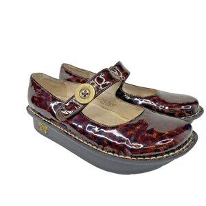 Alegria Shoes Size 38 US 8 Paloma Brown Animal Print Patent Mary Jane PAL-407
